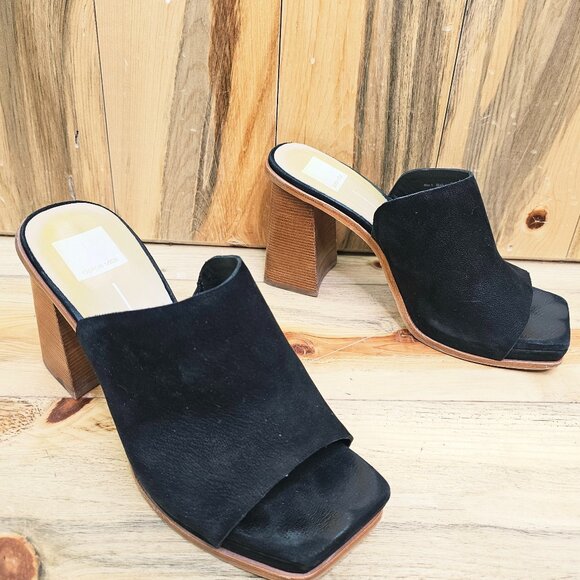 Dolce Vita Kera Black Peep Toe Chunky Heel Size 9 - Picture 1 of 6
